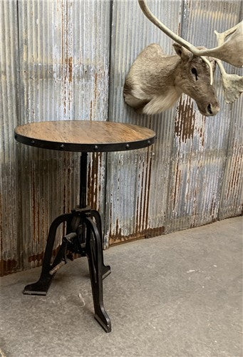 Modern Industrial Iron Age Crank Table, Round Bar Table, Kitchen Island Table, A