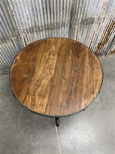 Modern Industrial Iron Age Crank Table, Round Bar Table, Kitchen Island Table, A