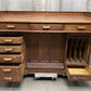 Antique Oak Merchant's Desk/General Store Counter, Work Station, Tambor Cabinet