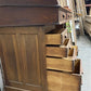 Antique Oak Merchant's Desk/General Store Counter, Work Station, Tambor Cabinet