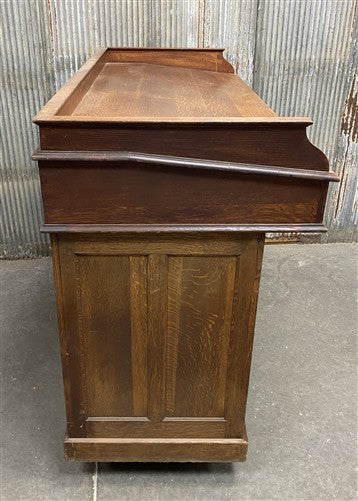 Antique Oak Merchant's Desk/General Store Counter, Work Station, Tambor Cabinet