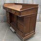 Antique Oak Merchant's Desk/General Store Counter, Work Station, Tambor Cabinet