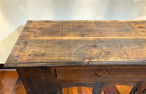 Vintage 8' Oak General Store Counter Cabinet Glass Doors Mercantile Apothecary