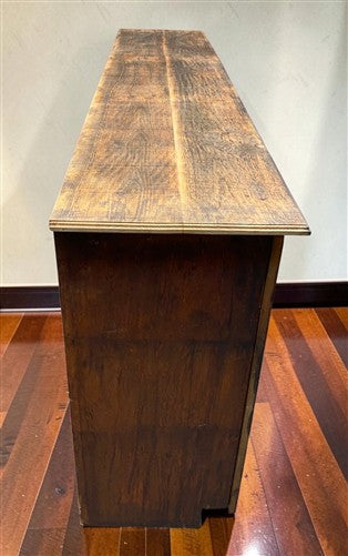Vintage 8' Oak General Store Counter Cabinet Glass Doors Mercantile Apothecary