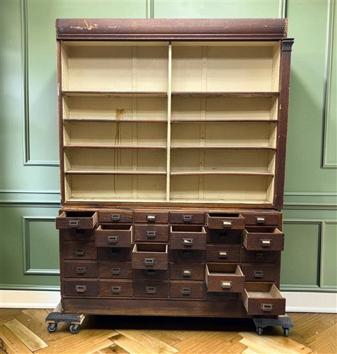 General Store Mercantile 30 Drawer Cabinet Vintage Apothecary Store Display, A
