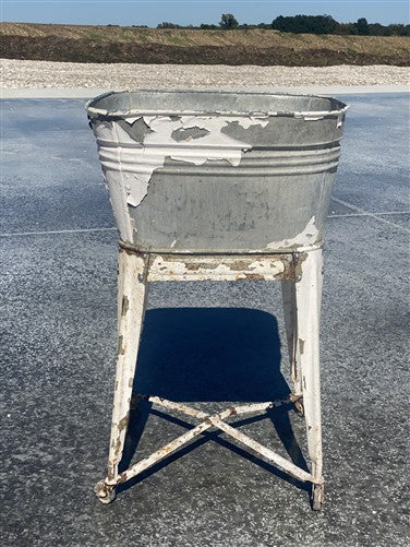 Wheeling Galvanized Single Wash Tub, Sink Cooler, Flower Pot Stand Bucket DU