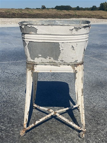 Wheeling Galvanized Single Wash Tub, Sink Cooler, Flower Pot Stand Bucket DU