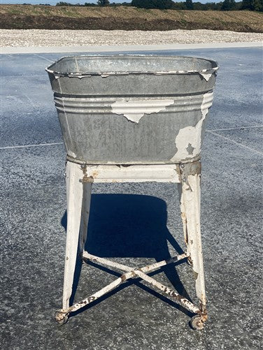 Wheeling Galvanized Single Wash Tub, Sink Cooler, Flower Pot Stand Bucket DU