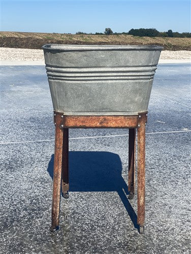 Wheeling Galvanized Single Wash Tub, Sink Cooler, Flower Pot Stand Bucket DV