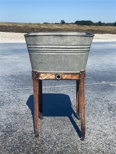 Wheeling Galvanized Single Wash Tub, Sink Cooler, Flower Pot Stand Bucket DV