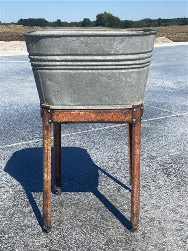 Wheeling Galvanized Single Wash Tub, Sink Cooler, Flower Pot Stand Bucket DV