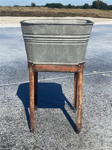 Wheeling Galvanized Single Wash Tub, Sink Cooler, Flower Pot Stand Bucket DV