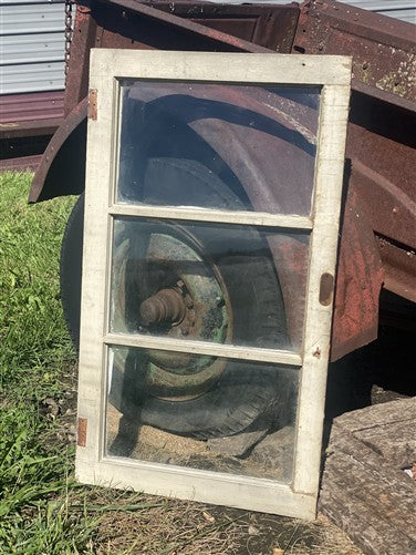 Wood Transom Window, 3 Pane Glass, Vintage Architectural Salvage Frame, A90