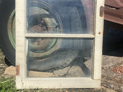 Wood Transom Window, 3 Pane Glass, Vintage Architectural Salvage Frame, A90