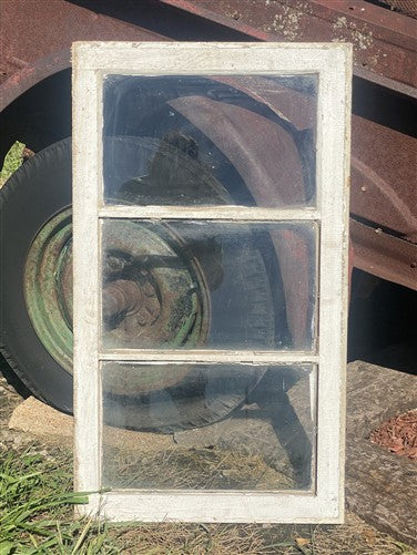 Wood Transom Window, 3 Pane Glass, Vintage Architectural Salvage Frame, A90