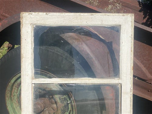 Wood Transom Window, 3 Pane Glass, Vintage Architectural Salvage Frame, A90