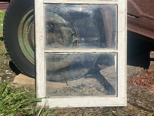 Wood Transom Window, 3 Pane Glass, Vintage Architectural Salvage Frame, A90