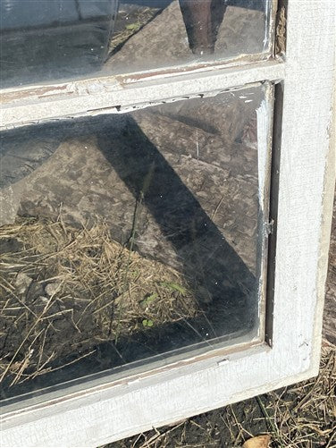 Wood Transom Window, 3 Pane Glass, Vintage Architectural Salvage Frame, A90