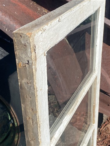 Wood Transom Window, 3 Pane Glass, Vintage Architectural Salvage Frame, A90
