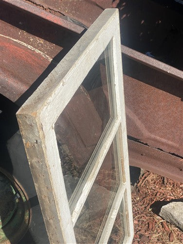 Wood Transom Window, 3 Pane Glass, Vintage Architectural Salvage Frame, A90