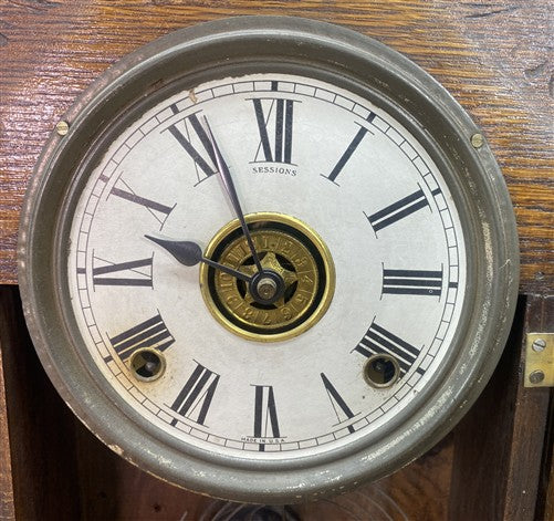 Sessions Mantel Clock, Vintage Wind Up Kitchen Parlor Clock w/ Pendulum & Key A