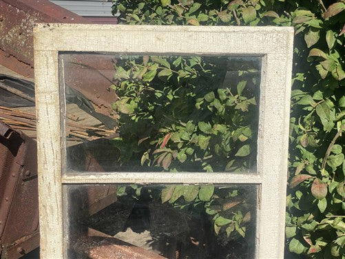 Wood Transom Window, 3 Pane Glass, Vintage Architectural Salvage Frame, A91