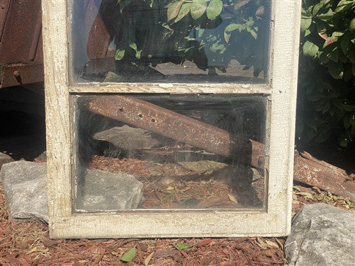 Wood Transom Window, 3 Pane Glass, Vintage Architectural Salvage Frame, A91