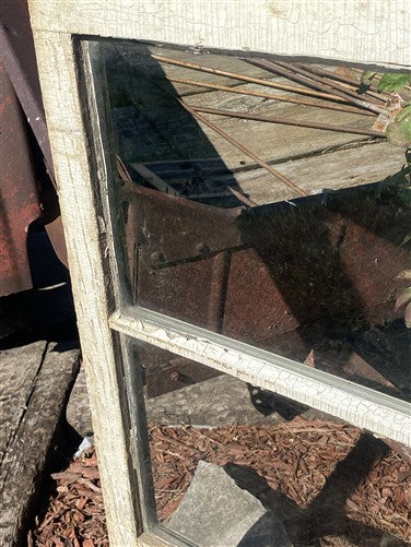 Wood Transom Window, 3 Pane Glass, Vintage Architectural Salvage Frame, A91