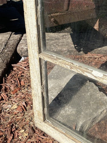Wood Transom Window, 3 Pane Glass, Vintage Architectural Salvage Frame, A91