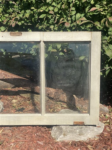 Wood Transom Window, 3 Pane Glass, Vintage Architectural Salvage Frame, A91