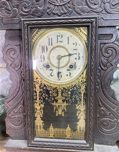 New Haven Mantel Clock, Vintage Wind Up Kitchen Parlor Clock w/ Pendulum & Key B