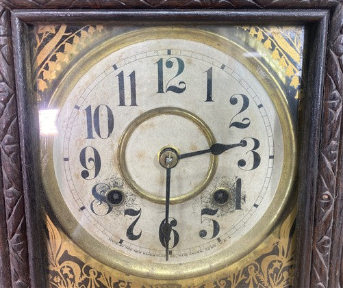 New Haven Mantel Clock, Vintage Wind Up Kitchen Parlor Clock w/ Pendulum & Key B