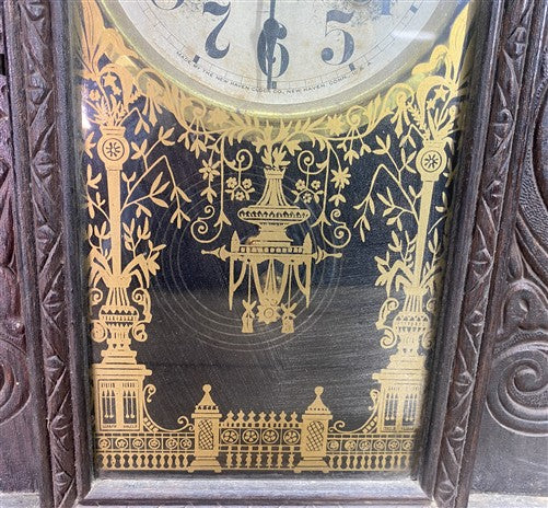 New Haven Mantel Clock, Vintage Wind Up Kitchen Parlor Clock w/ Pendulum & Key B