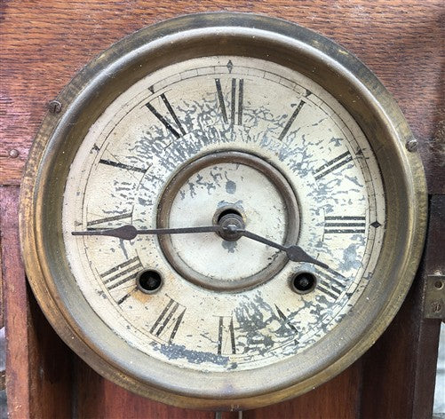 Mantel Shelf Clock, Vintage Wind Up Kitchen Parlor Clock w/ Pendulum E