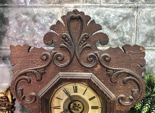 Ingraham Mantel Clock, Vintage Wind Up Kitchen Parlor Clock w/ Pendulum & Key F