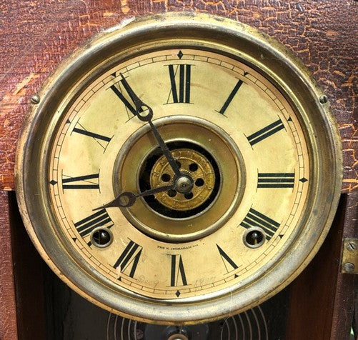 Ingraham Mantel Clock, Vintage Wind Up Kitchen Parlor Clock w/ Pendulum & Key F