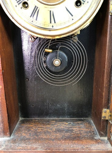 Ingraham Mantel Clock, Vintage Wind Up Kitchen Parlor Clock w/ Pendulum & Key F