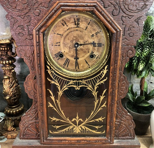Waterbury Mantel Shelf Clock, Vintage Wind Up Kitchen Parlor w/ Pendulum & Key I
