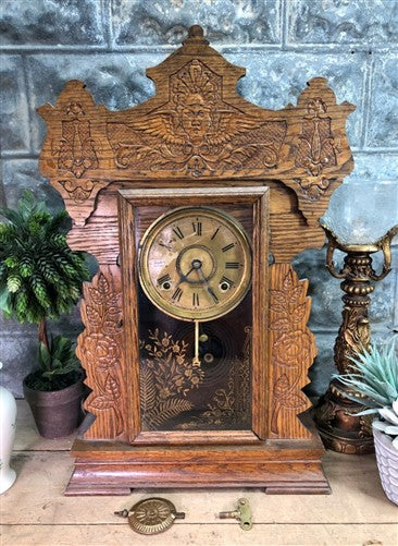 Seth Thomas Mantel Shelf Clock, Vintage Wind Up Kitchen Parlor w/ Pendulum Key J