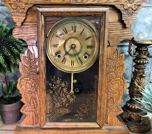 Seth Thomas Mantel Shelf Clock, Vintage Wind Up Kitchen Parlor w/ Pendulum Key J