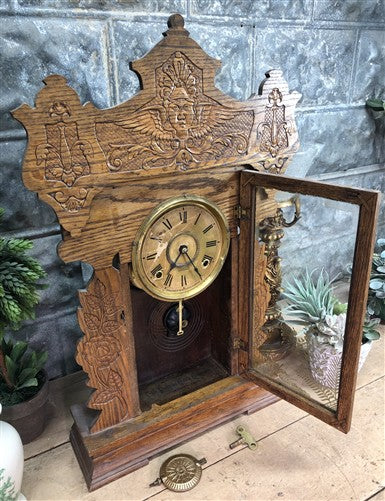Seth Thomas Mantel Shelf Clock, Vintage Wind Up Kitchen Parlor w/ Pendulum Key J