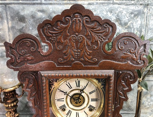 Welch Mantel Shelf Clock, Vintage Wind Up Kitchen Parlor w/ Pendulum Key K