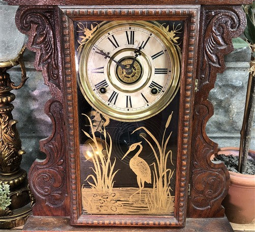 Welch Mantel Shelf Clock, Vintage Wind Up Kitchen Parlor w/ Pendulum Key K