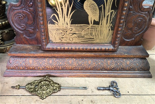 Welch Mantel Shelf Clock, Vintage Wind Up Kitchen Parlor w/ Pendulum Key K