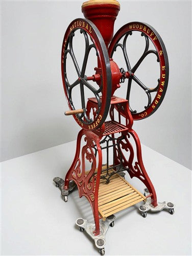 Elgin National Coffee Mill Grinder, Vintage Cast Iron Double Wheel Floor Model