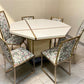 Jean Claude Mahey Style Dining Table 2 Leaves 6 Brass Chairs, Vintage Dining Set