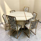 Jean Claude Mahey Style Dining Table 2 Leaves 6 Brass Chairs, Vintage Dining Set