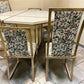 Jean Claude Mahey Style Dining Table 2 Leaves 6 Brass Chairs, Vintage Dining Set