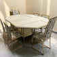 Jean Claude Mahey Style Dining Table 2 Leaves 6 Brass Chairs, Vintage Dining Set