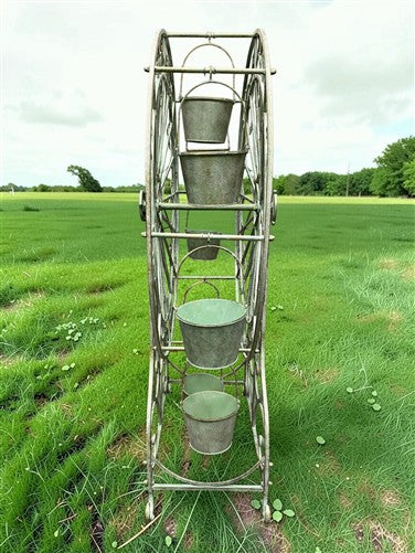 Large Ferris Wheel Rotating Planter, Flower Pot, Outdoor Planter, Garden Décor C